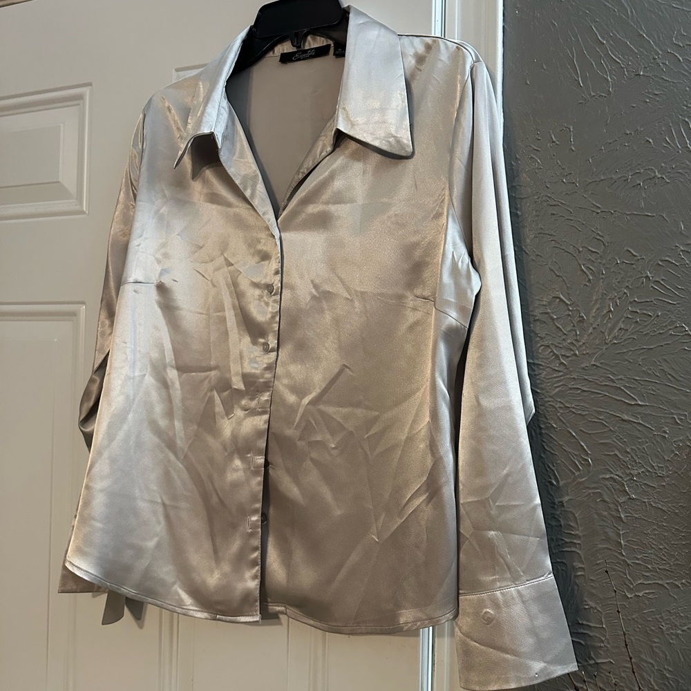 Essentials Silver Satin Blouse